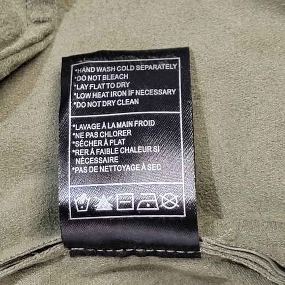 Steve Madden Drape Open Front Faux Suede Sage Green Women's Jacket Size Small - Picture 8 of 13